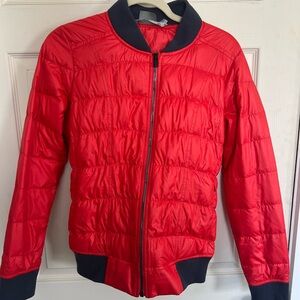 Athleta Red Quilted Puffer Bomber Jacket - Size S (Gently Worn)